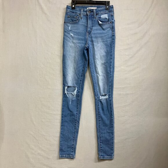 Levi's Women's Size 24X30 Blue 721 High Rise Skinny Jeans High Beams - Picture 7 of 16